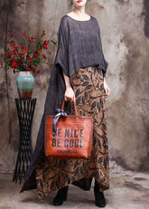 Plus Size Yellow Print Patchwork Fall Long Dresses